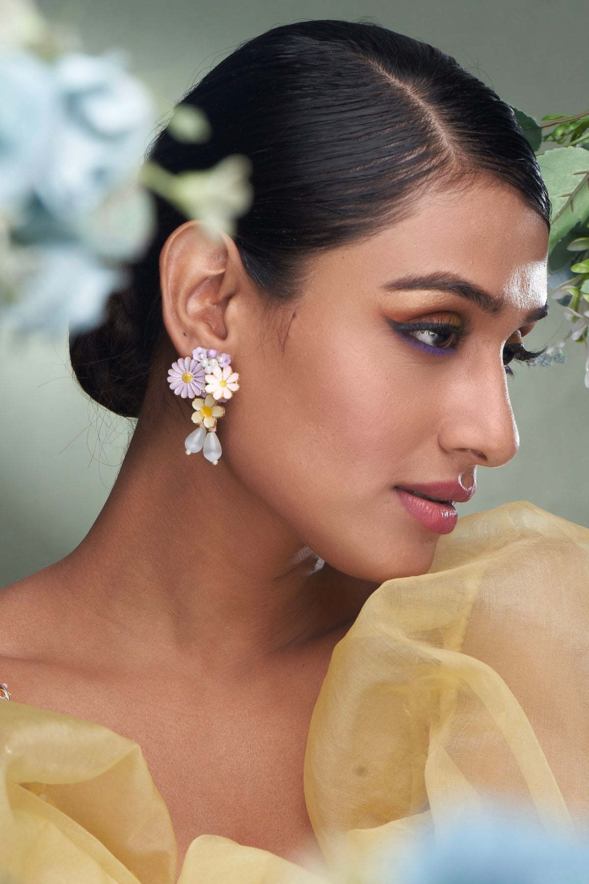 Pink Beaded Dangler Earrings