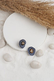 Blue Sequins Stud Earrings