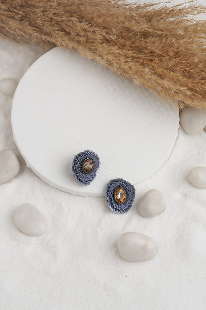 Blue Sequins Stud Earrings