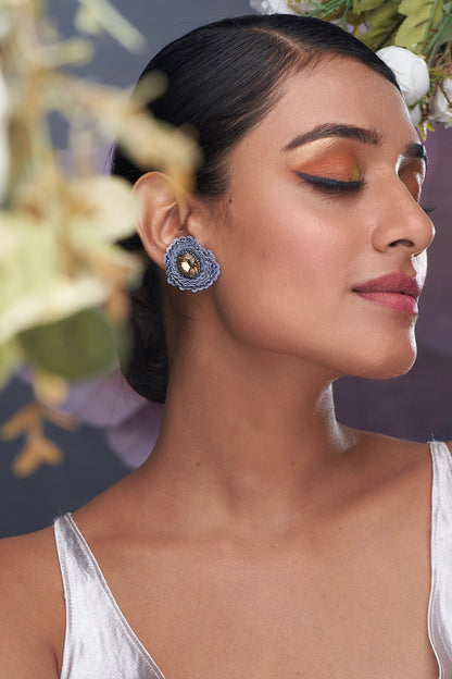 Blue Sequins Stud Earrings