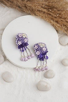 Lavender Beaded & Sequins Dangler Earrings