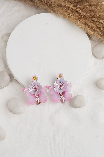 Pink Floral Butterfly Earrings