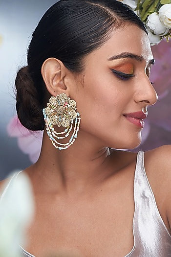Multi-Colored Beaded Embroidered Earrings