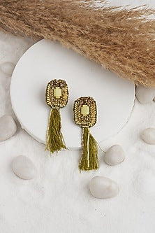 Olive Tassel Dangler Earrings