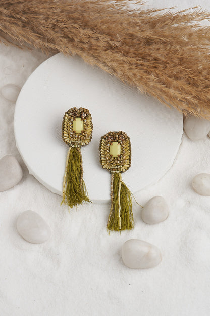 Olive Tassel Dangler Earrings