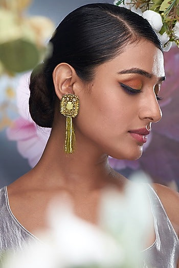Olive Tassel Dangler Earrings