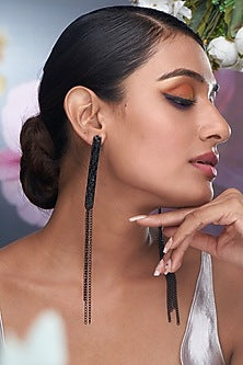 Black Sequins & Beaded Dangler Earrings