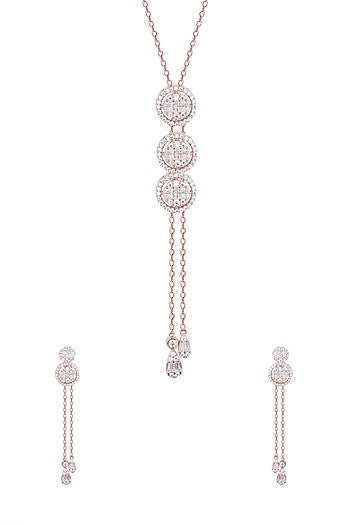 White Zircon Circlet Necklace Set In Sterling Silver