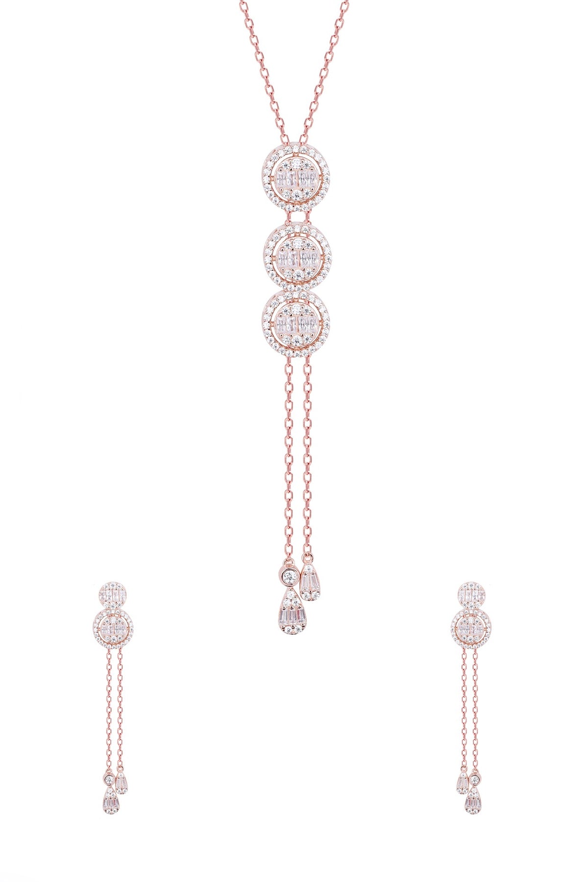 White Zircon Circlet Necklace Set In Sterling Silver