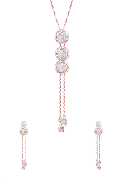 White Zircon Circlet Necklace Set In Sterling Silver
