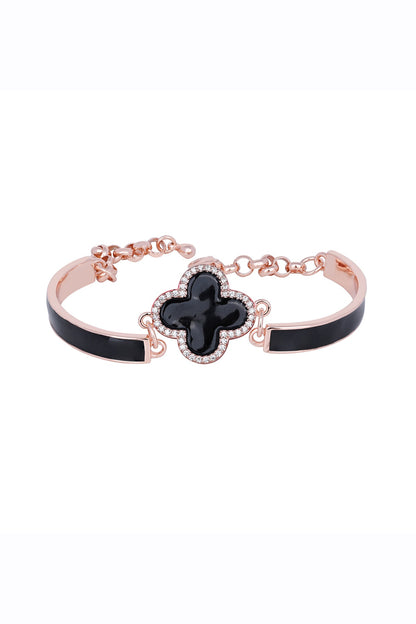 White Zircon Rose Petal Bracelet In Sterling Silver