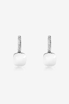 White Stone & CZ Pendant Set In Sterling Silver