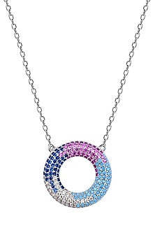 Multi-Colored Zircon Circular Necklace In Sterling Silver