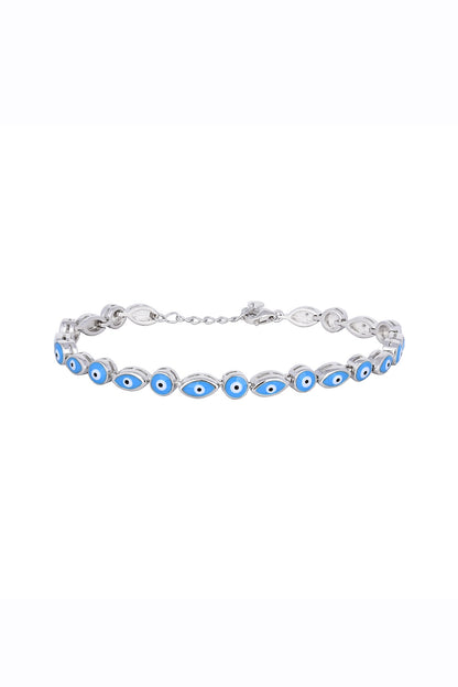 Blue Zircon Guardian Bracelet In Sterling Silver