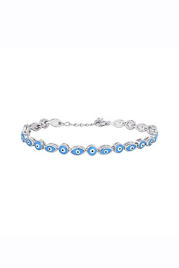 Blue Zircon Guardian Bracelet In Sterling Silver