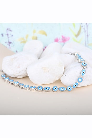 Blue Zircon Guardian Bracelet In Sterling Silver