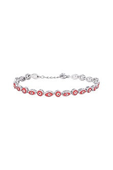 Red Zircon Sentinel Bracelet In Sterling Silver