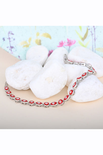 Red Zircon Sentinel Bracelet In Sterling Silver