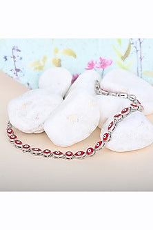 Red Zircon Sentinel Bracelet In Sterling Silver