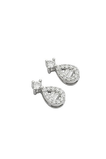 Silver Zircon Bouquet Necklace Set In Sterling Silver
