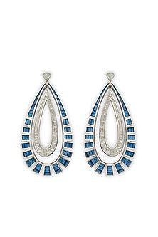 Blue Zircon Double Layered Dangler Earrings In Sterling Silver