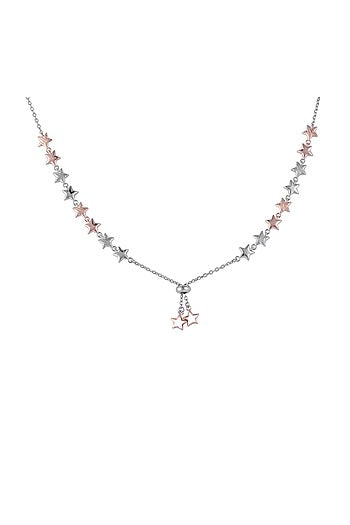 White Zircon Starry Cascade Necklace In Sterling Silver