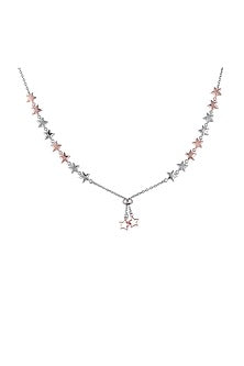 White Zircon Starry Cascade Necklace In Sterling Silver