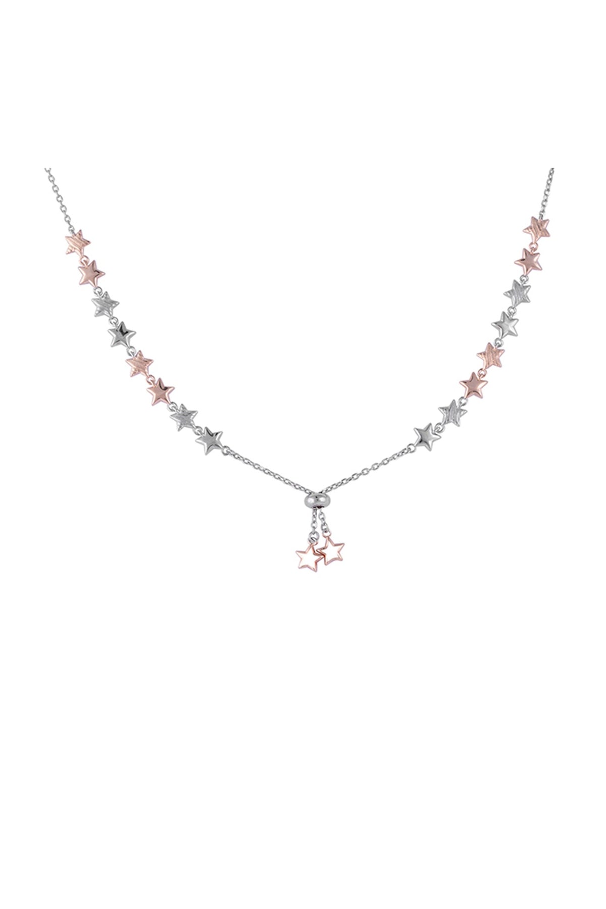 White Zircon Starry Cascade Necklace In Sterling Silver