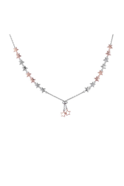 White Zircon Starry Cascade Necklace In Sterling Silver