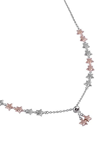 White Zircon Starry Cascade Necklace In Sterling Silver