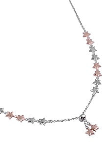 White Zircon Starry Cascade Necklace In Sterling Silver