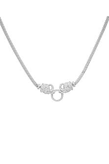 White Zircon Artisanal Knots Necklace In Sterling Silver