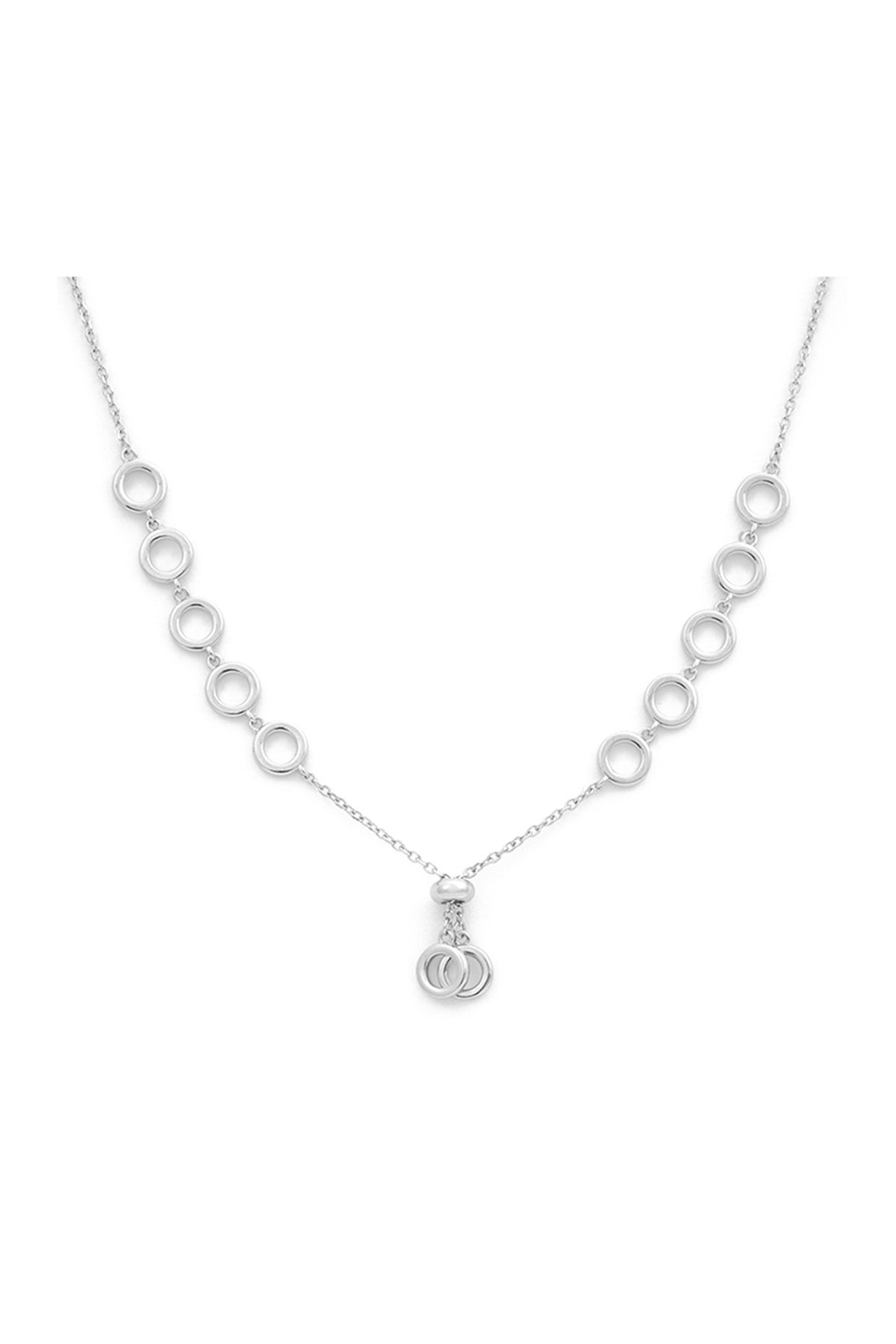 White Zircon Eternal Circle Necklace In Sterling Silver