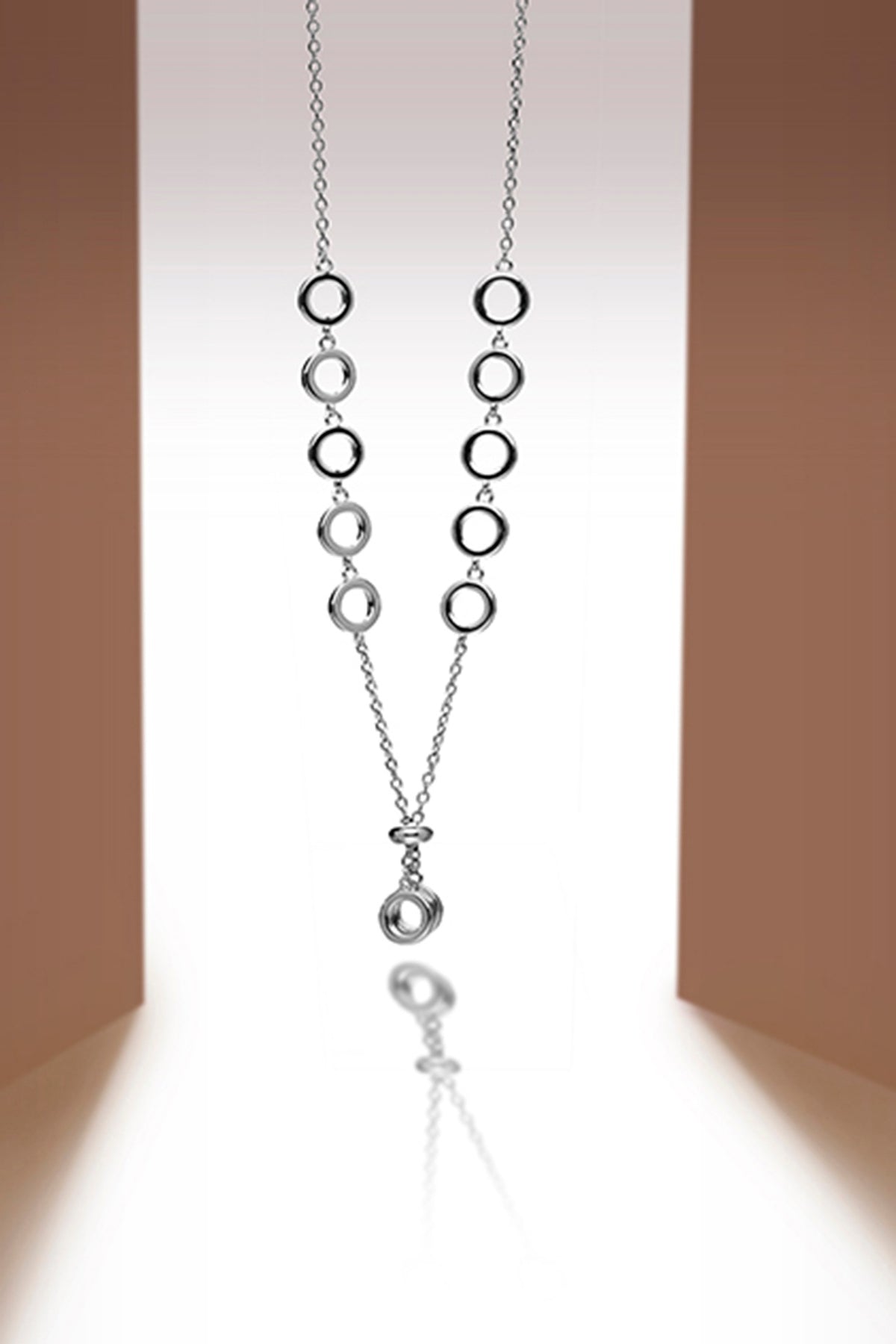 White Zircon Eternal Circle Necklace In Sterling Silver