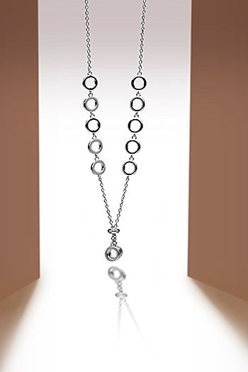 White Zircon Eternal Circle Necklace In Sterling Silver