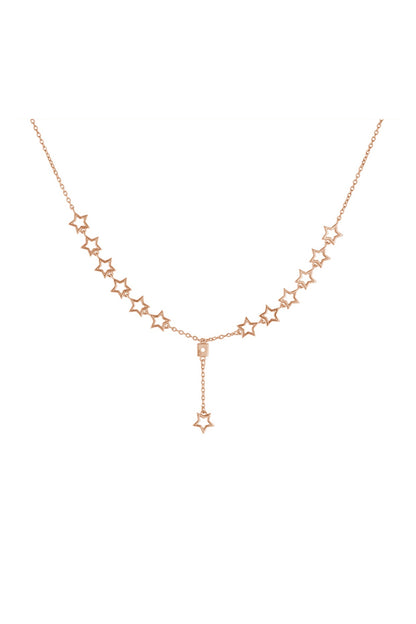 Rose Gold Zircon Stellar Necklace In Sterling Silver