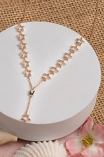 Rose Gold Zircon Stellar Necklace In Sterling Silver