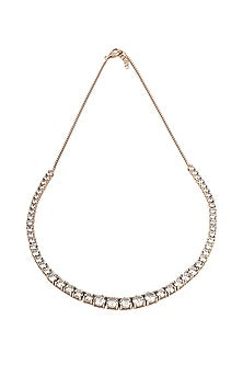 Rose Gold Finish Cubic Zirconia Necklace Set In Sterling Silver