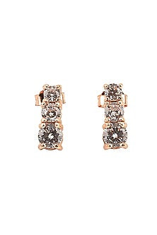 Rose Gold Finish Cubic Zirconia Necklace Set In Sterling Silver