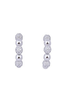Silver Finish Cubic Zirconia Beaded Necklace Set In Sterling Silver