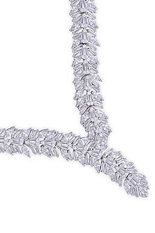 Silver Finish Cubic Zirconia Necklace Set In Sterling Silver