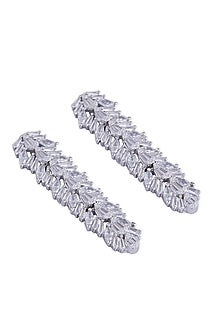 Silver Finish Cubic Zirconia Necklace Set In Sterling Silver