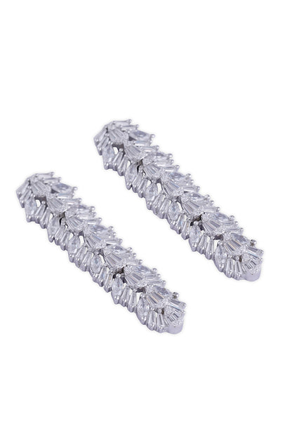 Silver Finish Cubic Zirconia Necklace Set In Sterling Silver