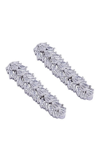Silver Finish Cubic Zirconia Necklace Set In Sterling Silver