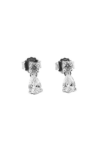 Silver Finish Cubic Zirconia Necklace Set In Sterling Silver