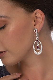 Silver Finish Cubic Zirconia Dangler Earrings In Sterling Silver