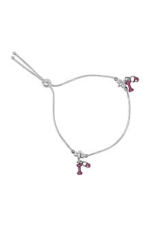 Silver Finish Beaded Anklet In Sterling Silver