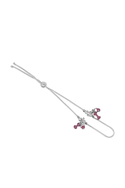 Silver Finish Beaded Anklet In Sterling Silver