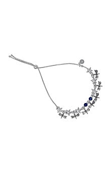 Silver Finish Beaded Anklet In Sterling Silver