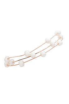 Rose Gold Finish Pearl Bracelet In Sterling Silver